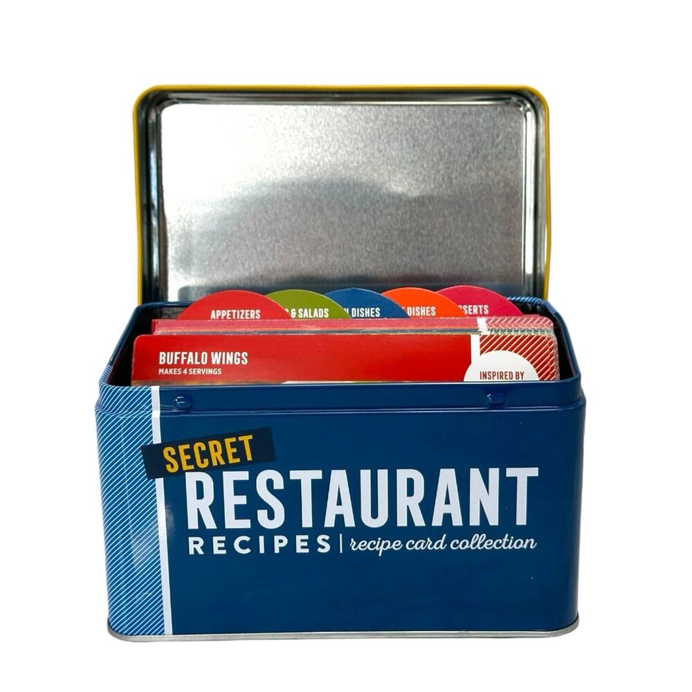 Secret Resturant Recipes Tin Recipe Card Organizer